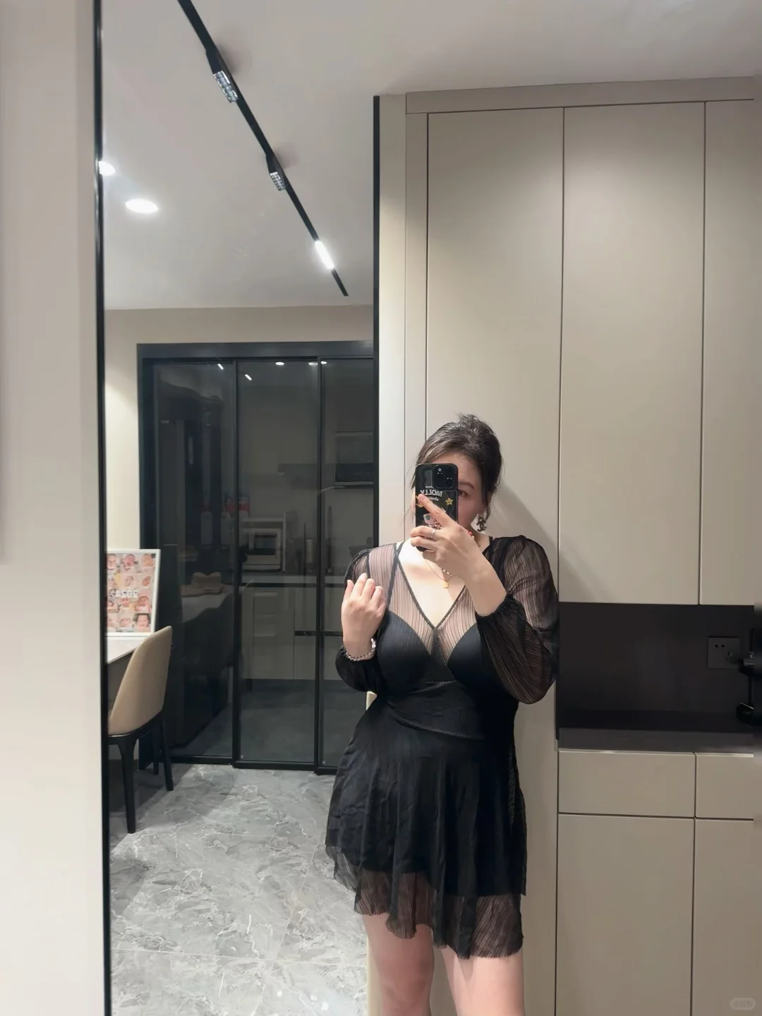 微胖大码 | 171/150斤黑色性感透视泳衣