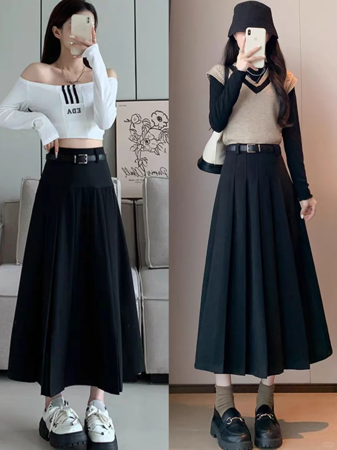 夏末秋初女生半身长裙时髦温柔穿搭公式