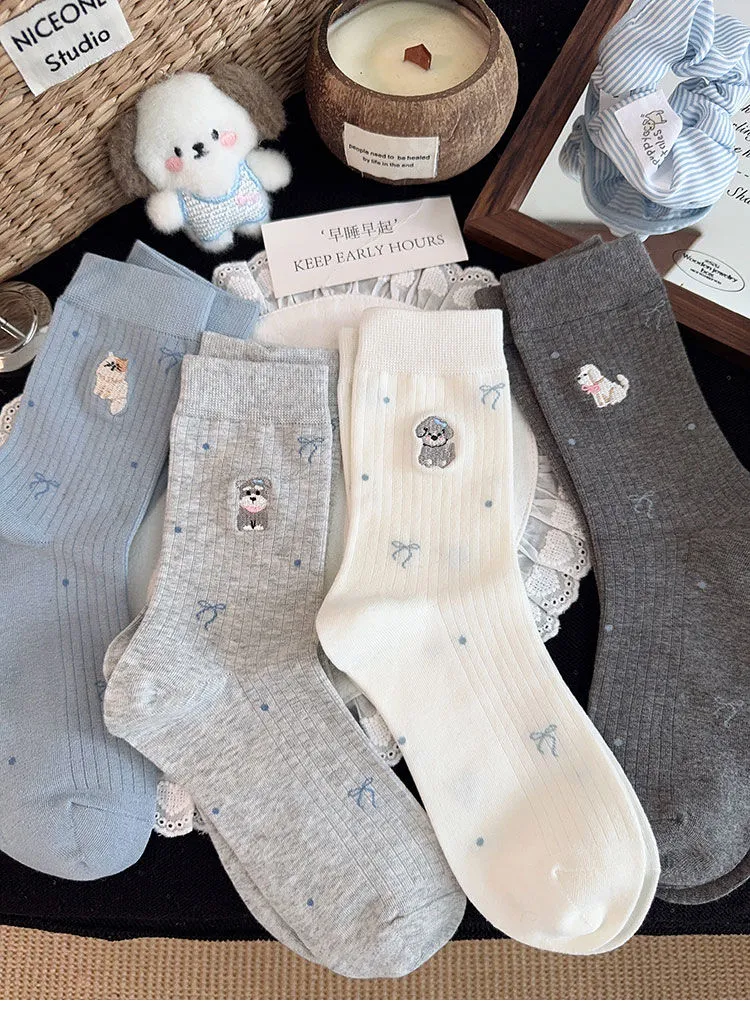 🌸秋日氛围感袜子，小狗刺绣太治愈了