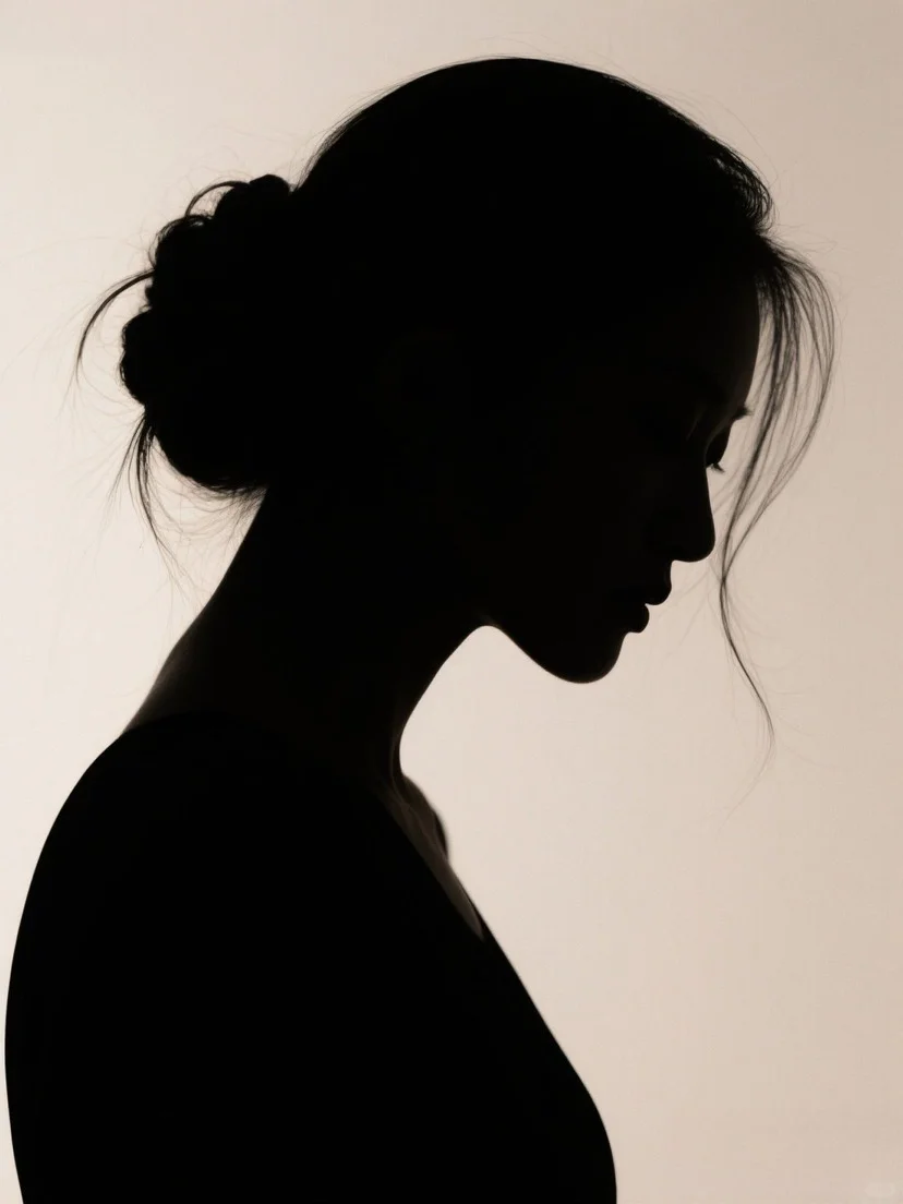 侧影映窗纱，思绪绕心间。