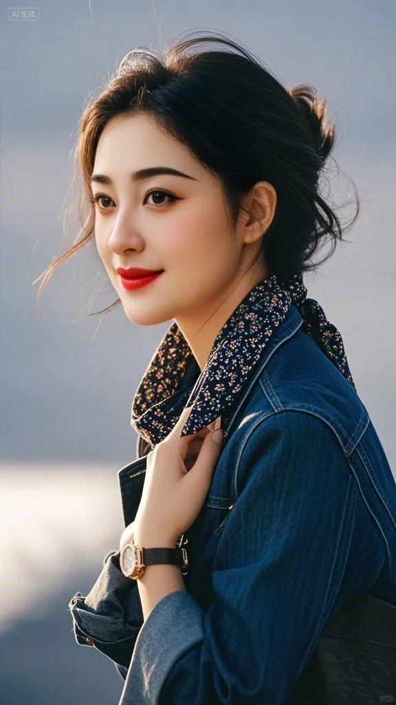 一位气质优雅绝色的女性侧身而立，头发随意