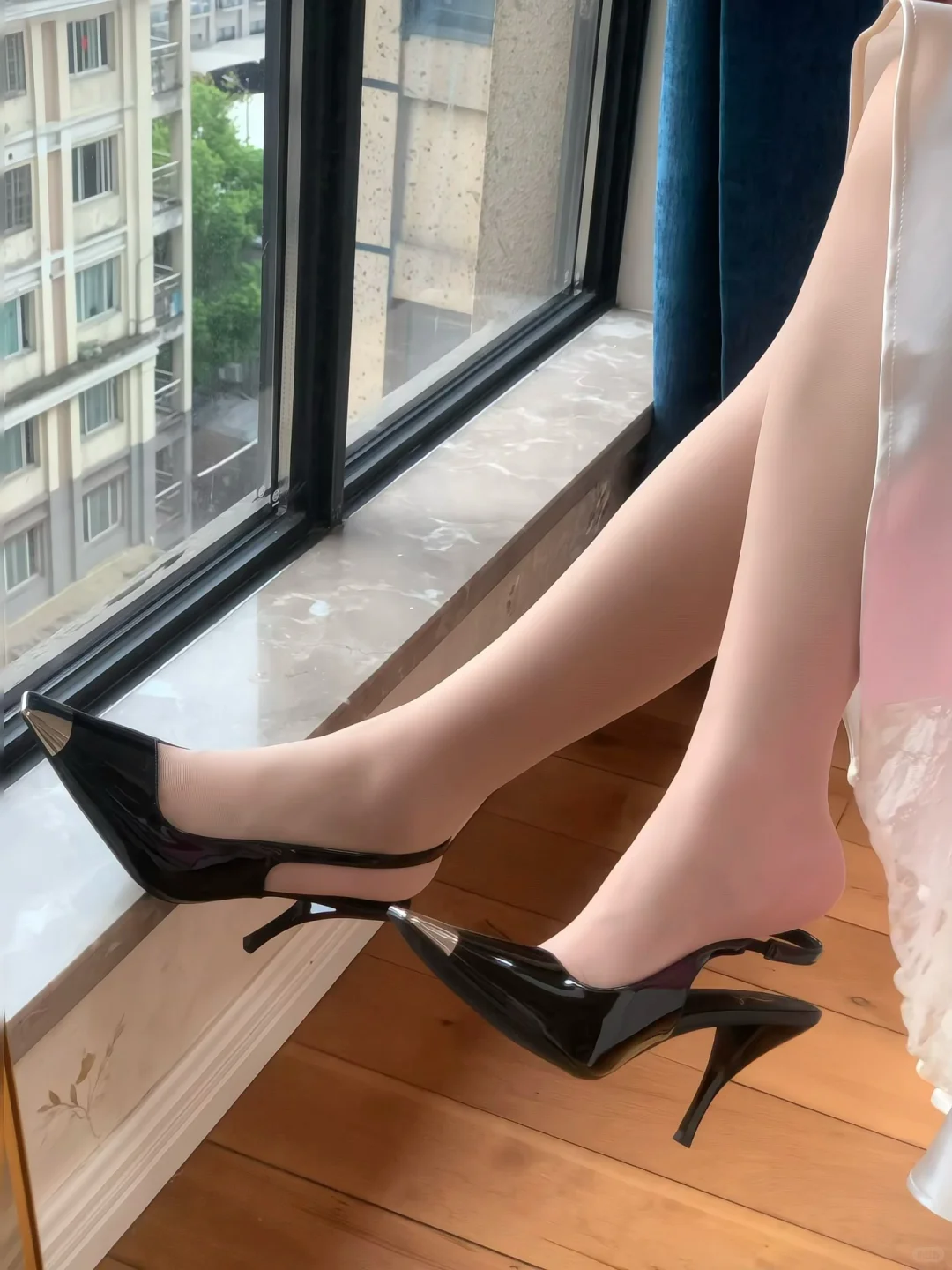金属方头高跟鞋👠黑色yyds～