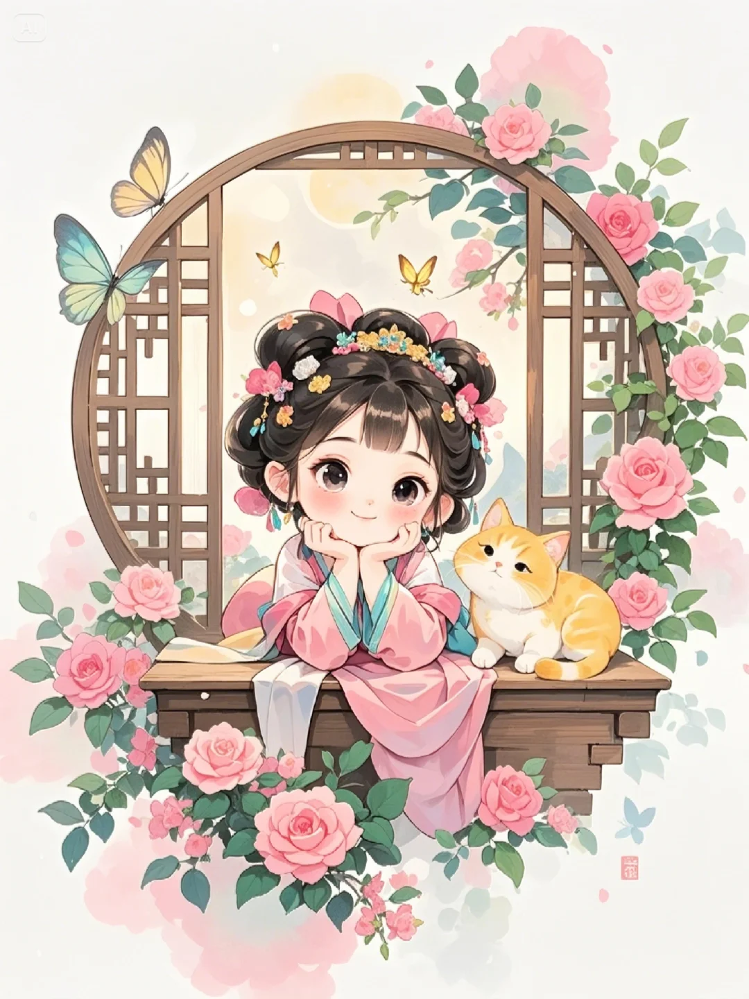 古风插画｜粉粉嫩嫩的还是这么可爱🥰