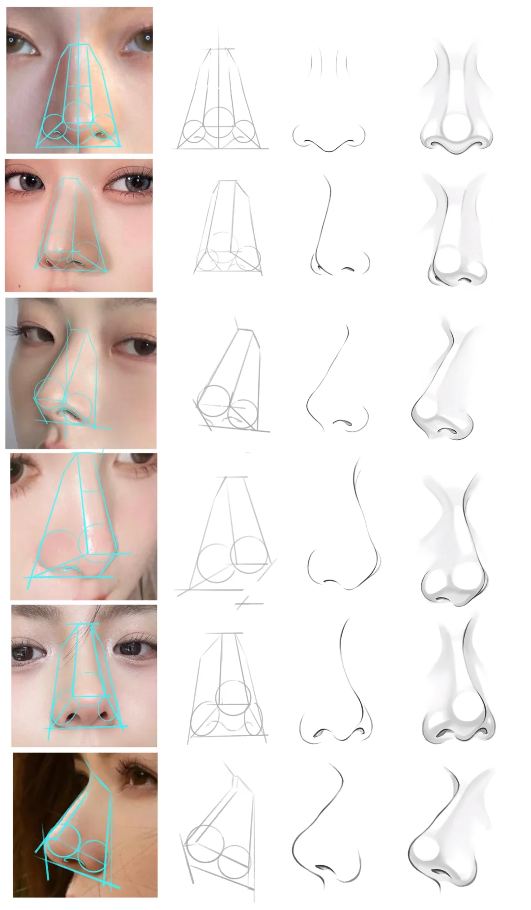 鼻子多角度的画法！🍃
