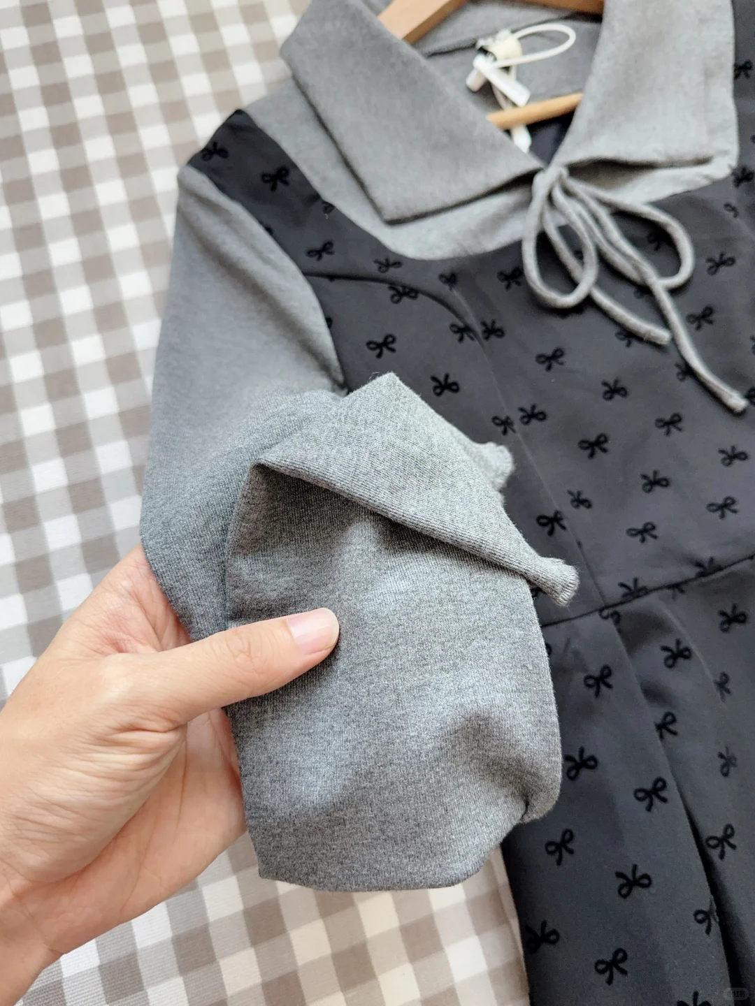 灰色假两件连衣裙真的好韩呀！