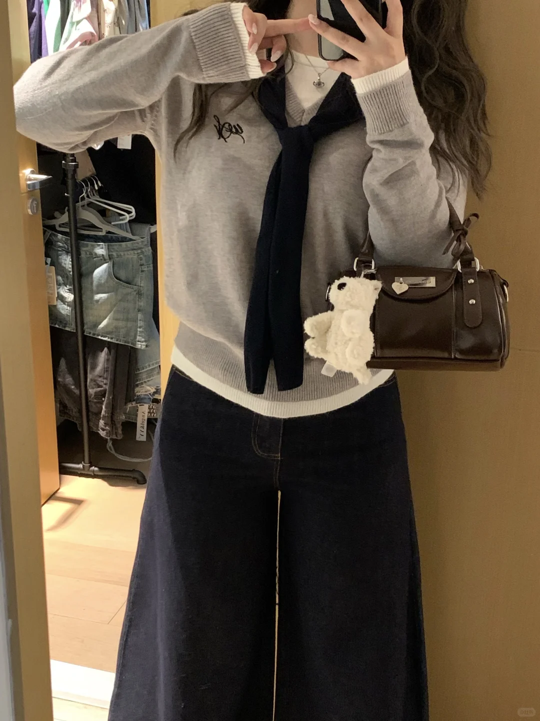 140斤穿搭｜🆘好喜欢这件假两件针织！！显瘦!!