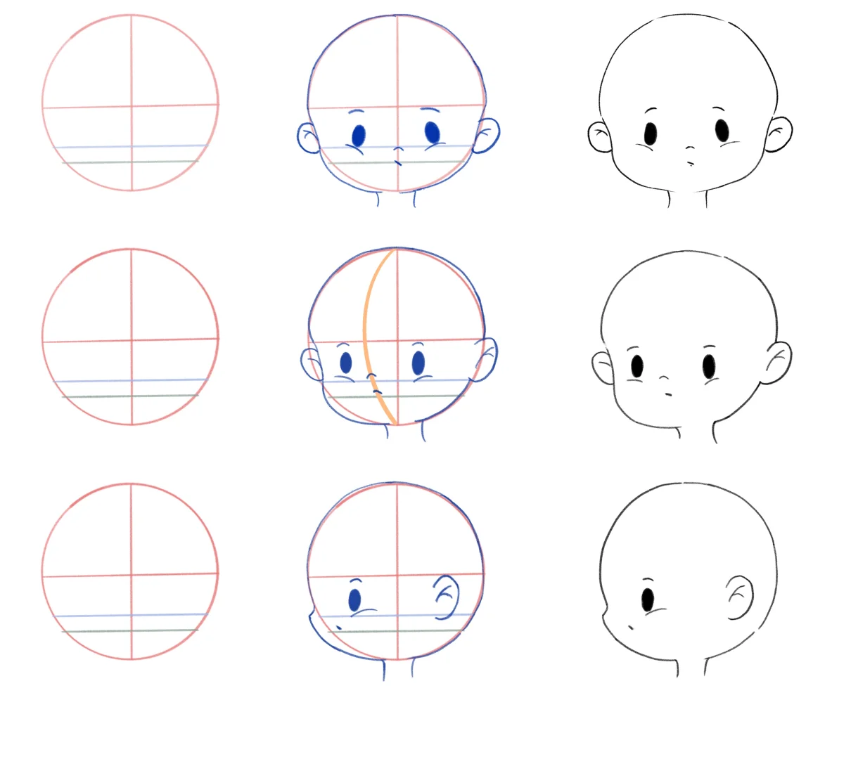 Q版大头不同角度的透视练习