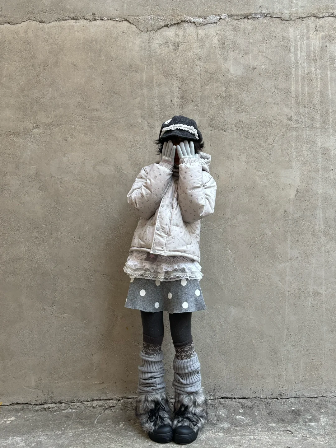 古早味. ⁺♡ 𓈒 lovely❄️雪天灰色格蕾系叠穿