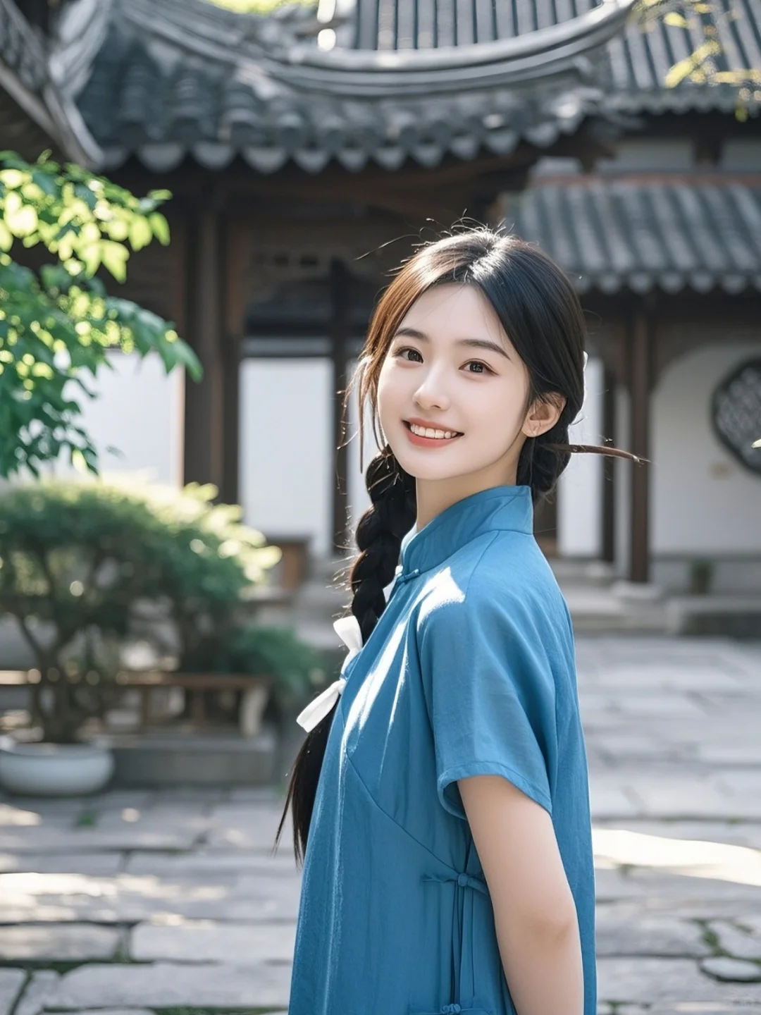 古香古色庭院里，佳人气质绘古风：意境阑珊