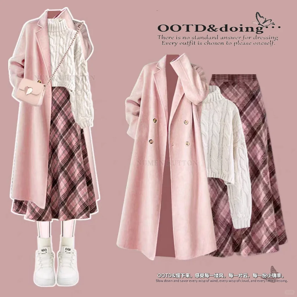 秋冬多巴胺长款套装穿搭！🧣👗