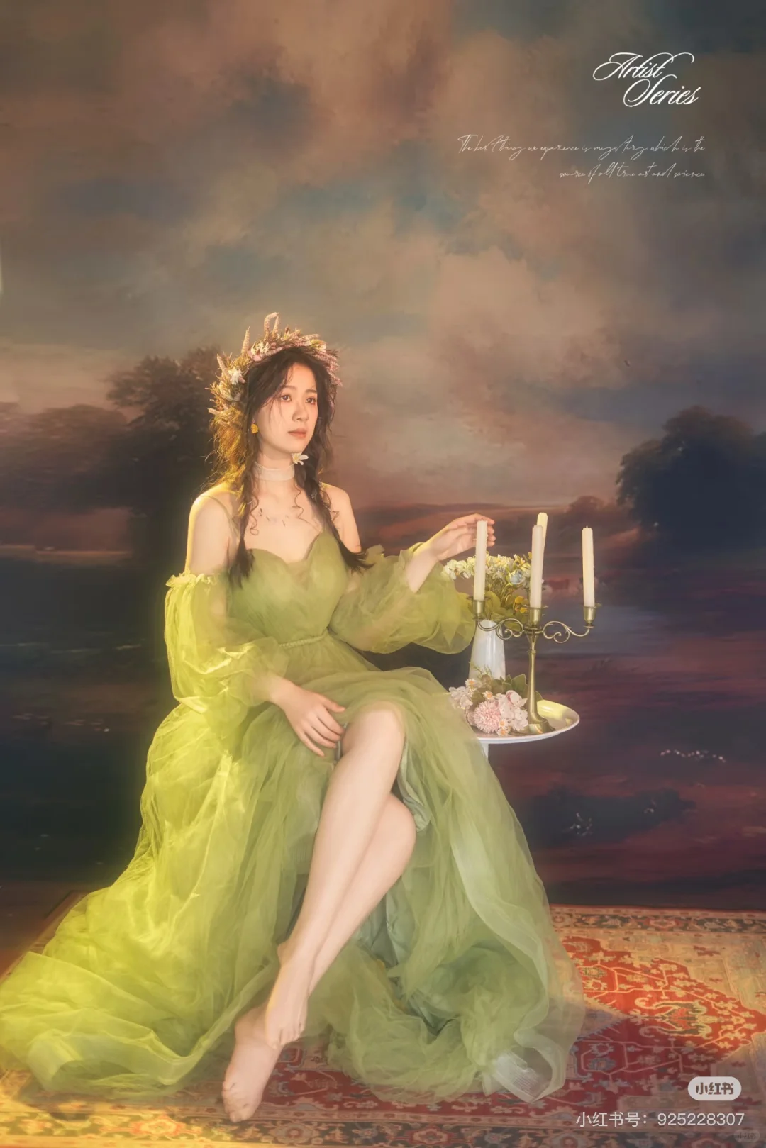 仙仙的绿色法式复古风写真🪀