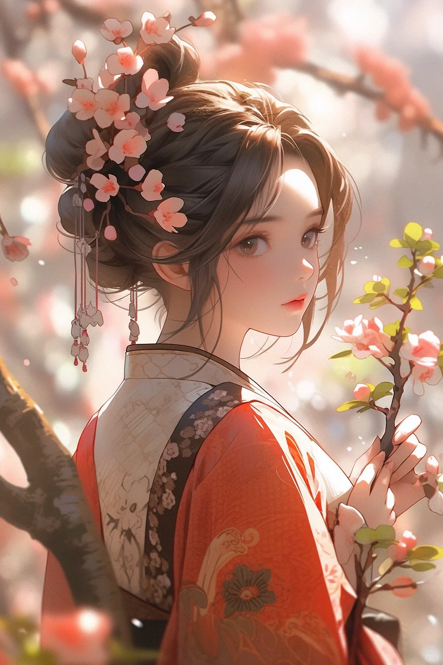 可商用底图｜春天的时候桃花开（古风少女）