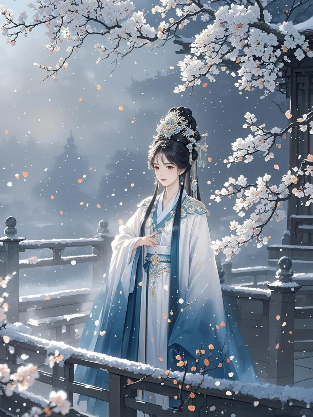 雪向梅花枝上堆，寒英冷蕊斗芳菲