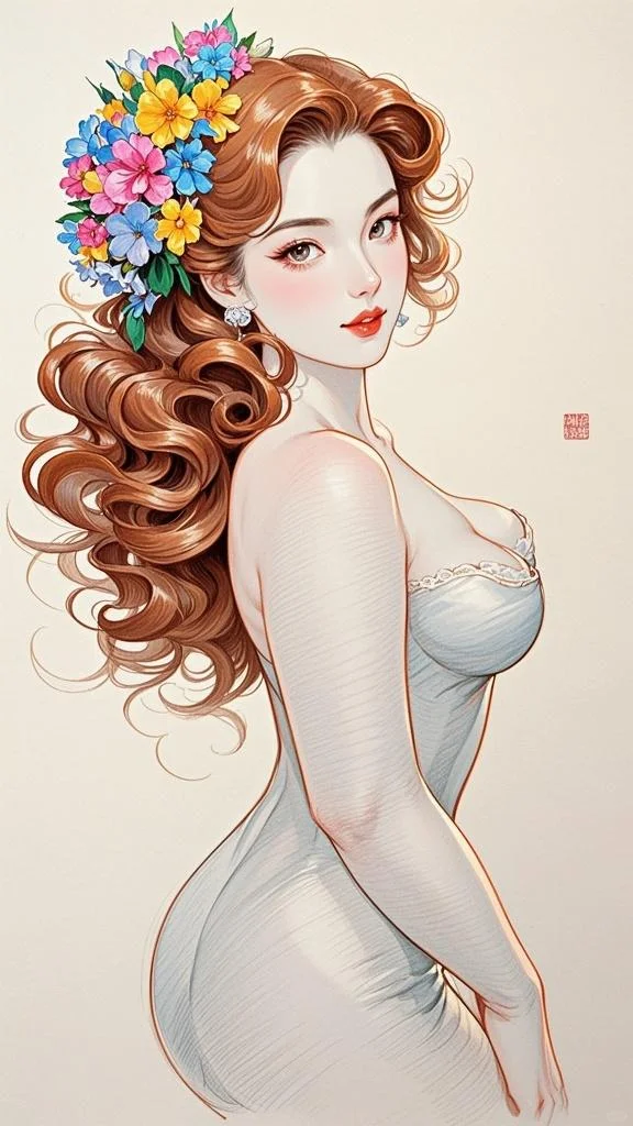 AI壁纸|素描老上海美女第三集