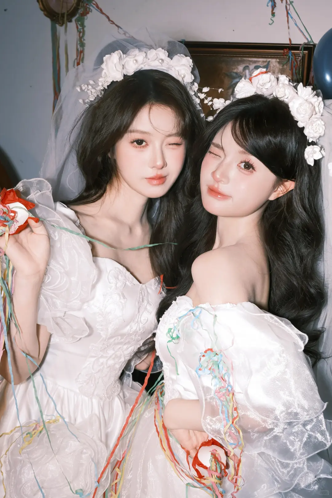 友宝女存档👭胶片感闺蜜彩带婚纱写真🎉