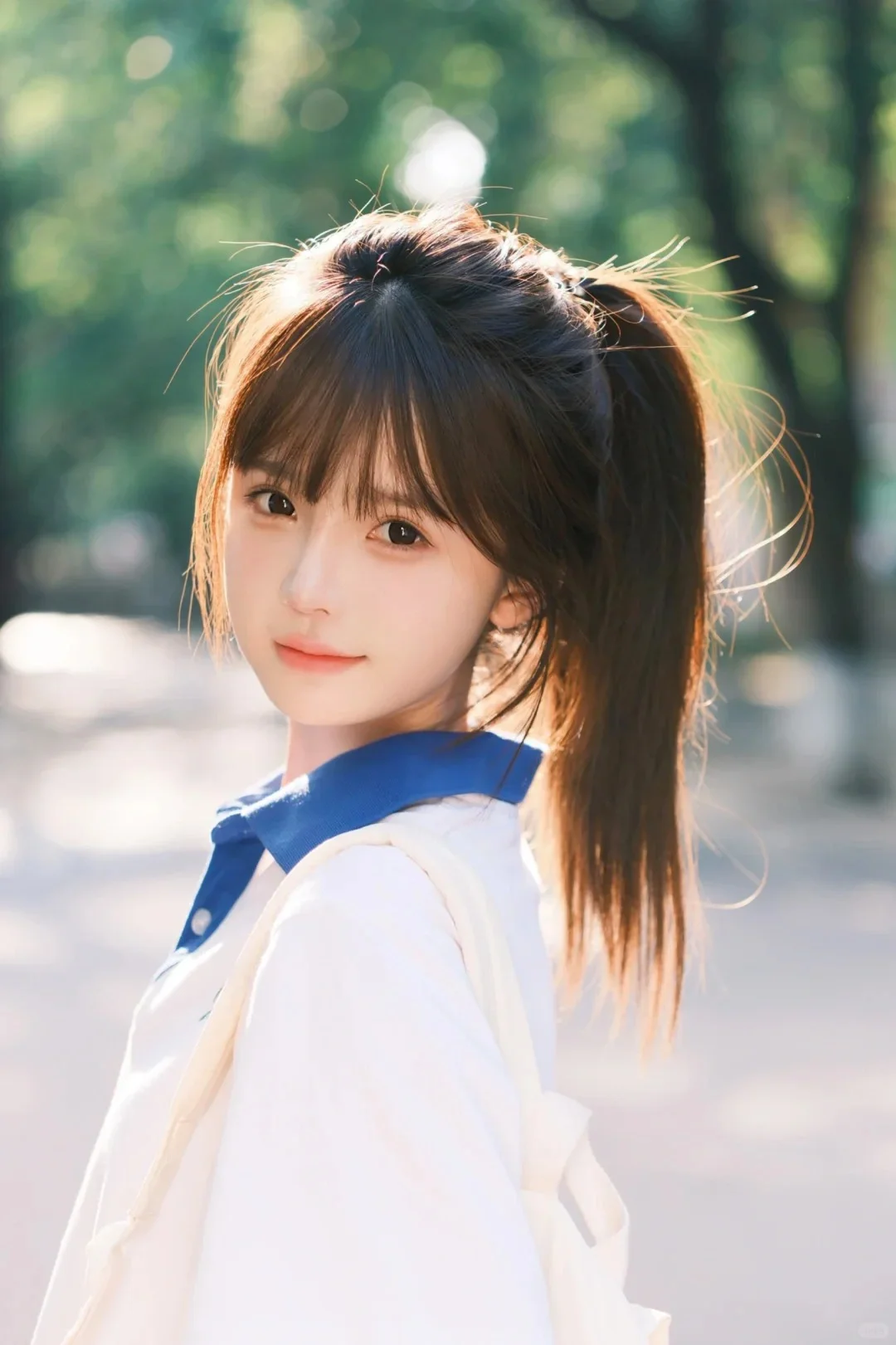阳光校服+高马尾=绝杀‼️