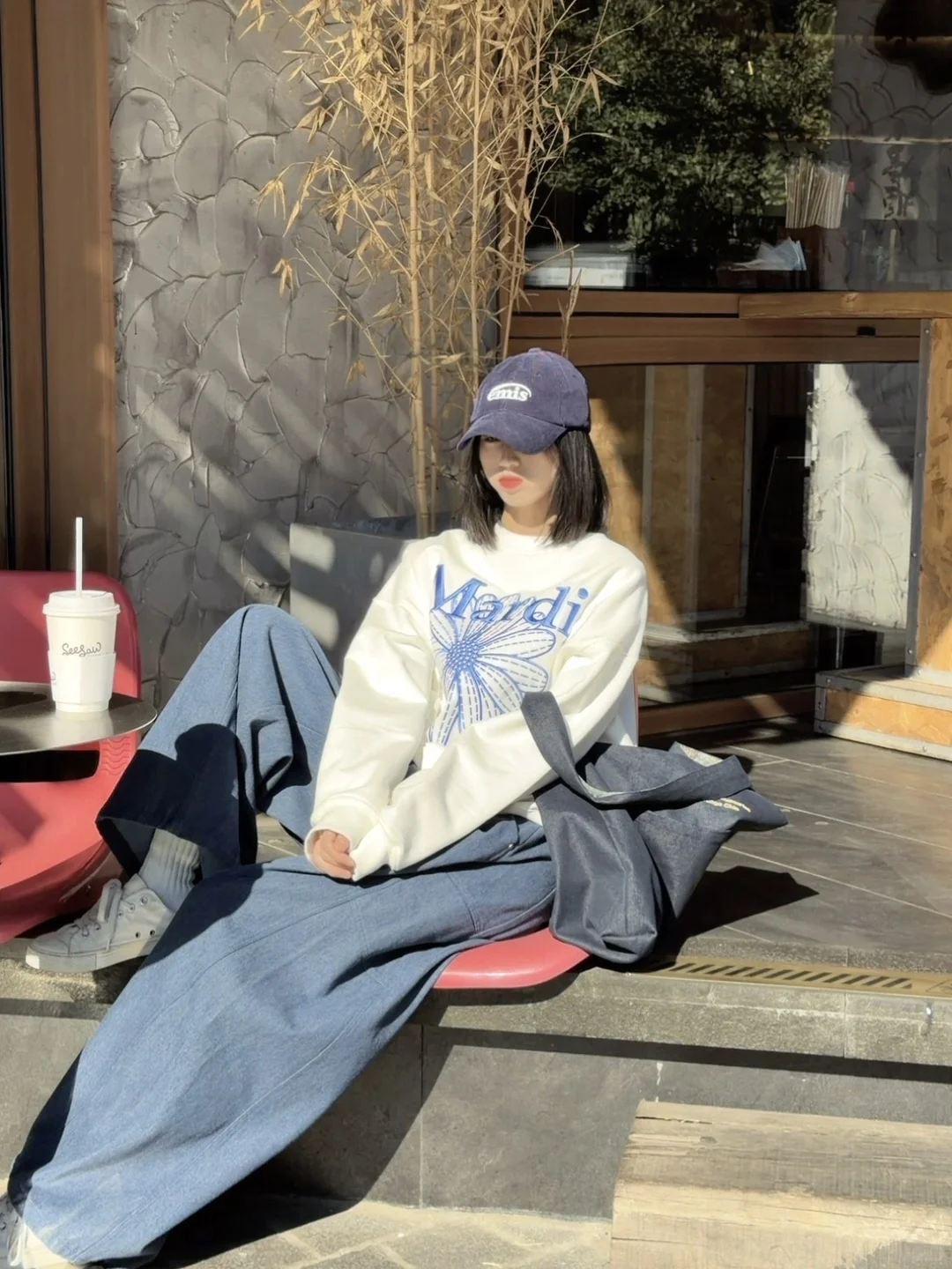 🇰🇷Mardi刺绣雏菊卫衣💙韩女怎么穿？