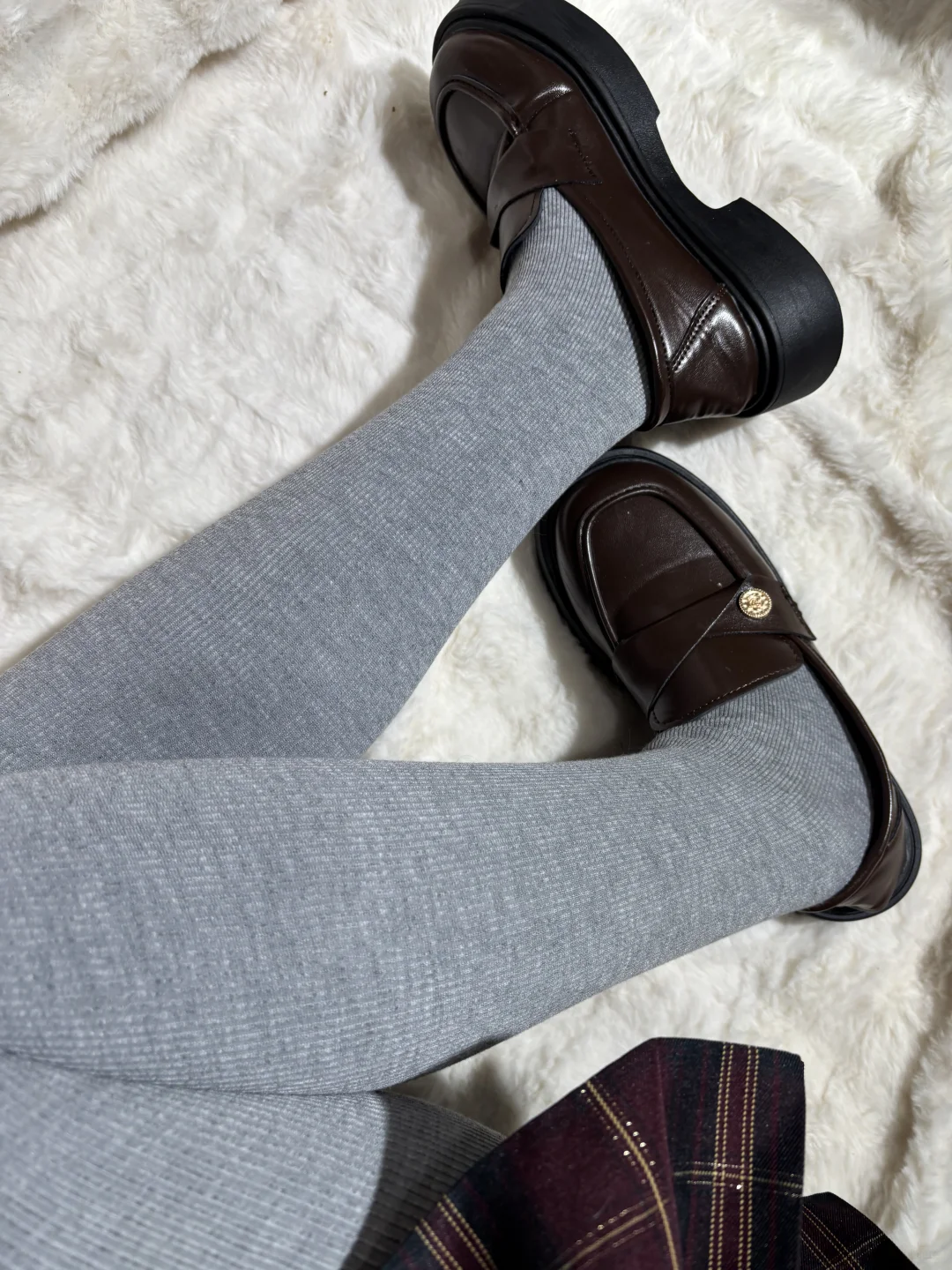 无滤镜实测！条纹浅灰连裤袜普通人闭眼冲