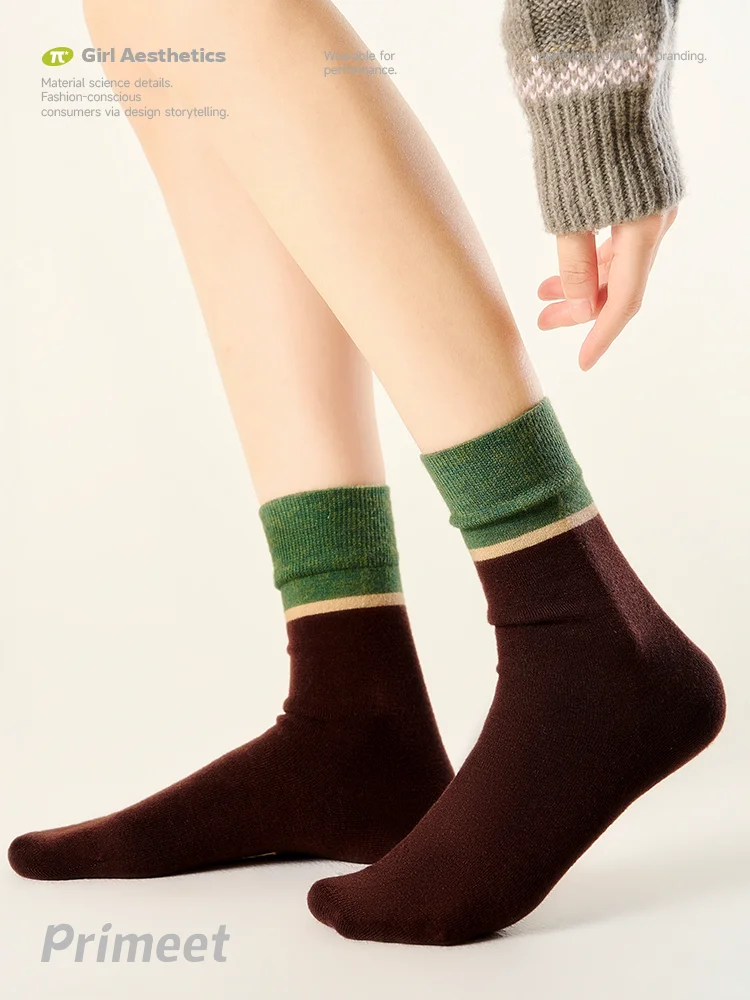 好喜欢秋天！复古浓郁撞色羊毛袜！惊艳了
