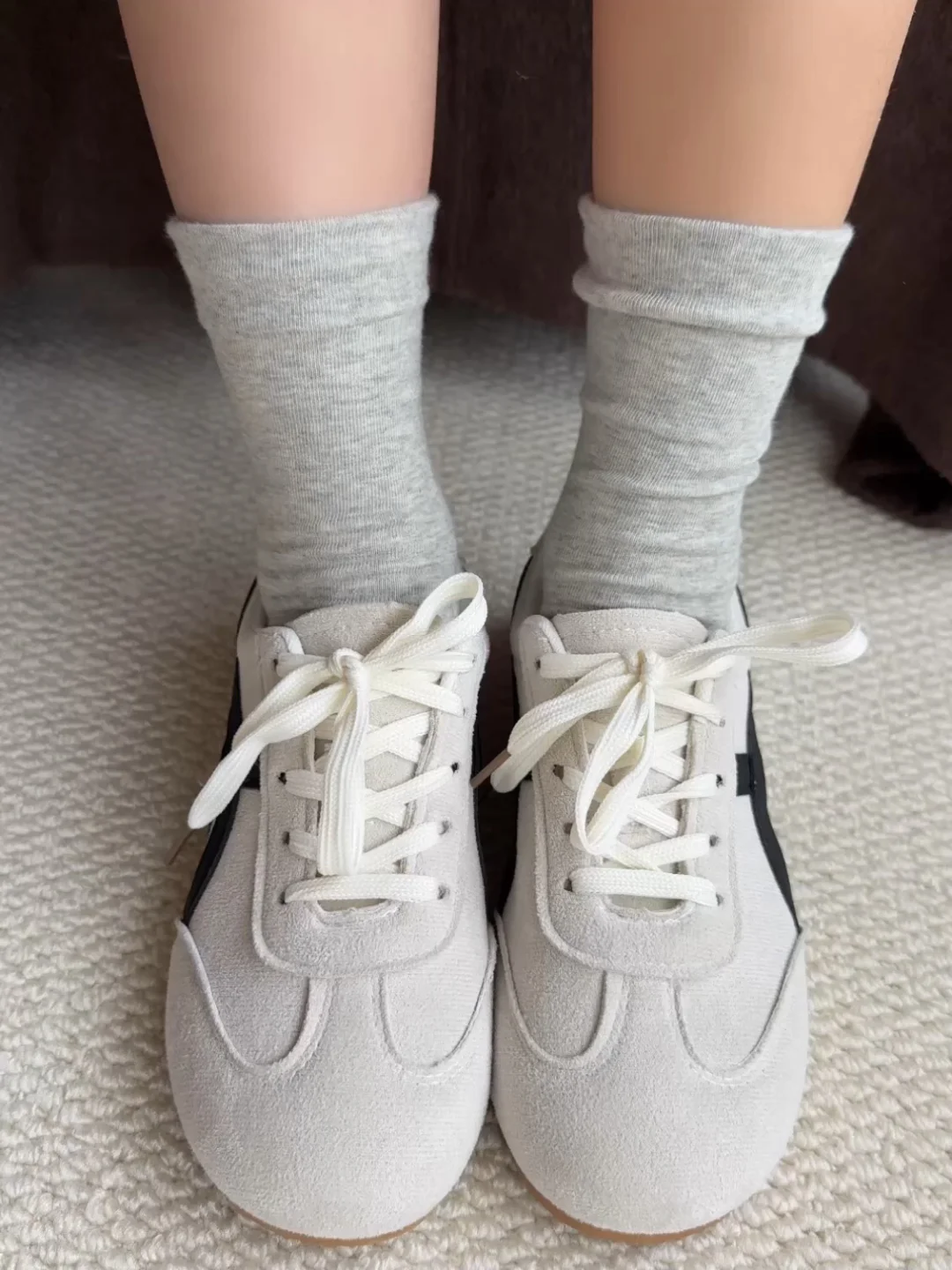 温柔没边～秋冬温柔浅灰系～韩系学院风月子袜