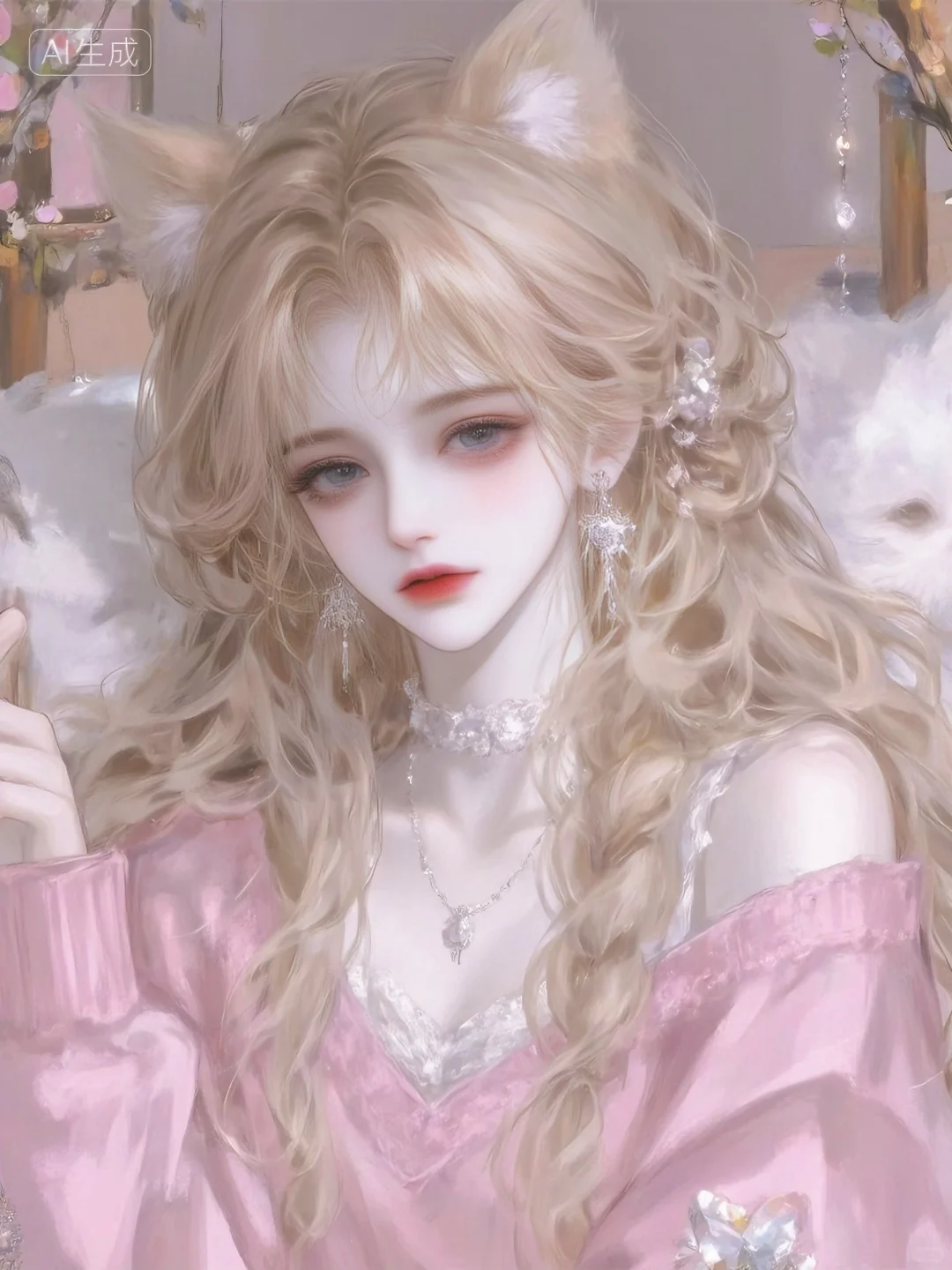 一组蓝粉猫耳女崽 | 可做头像