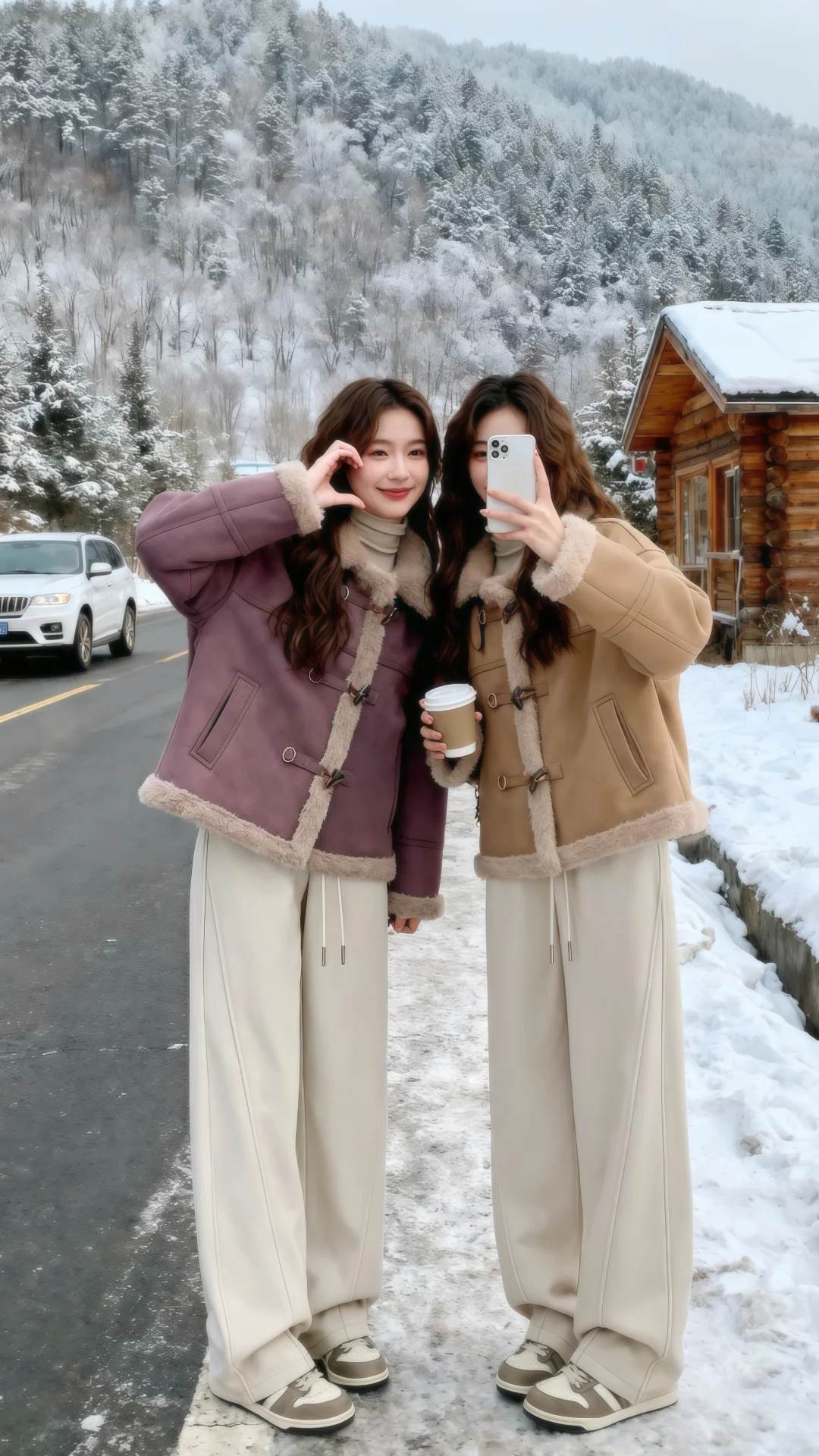 冬日暖色系穿搭、