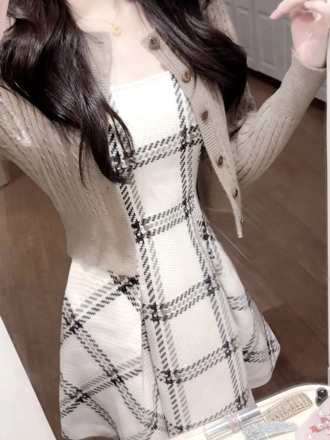 snidel蝴蝶结千金风格纹裙🦢好适合秋冬🍂