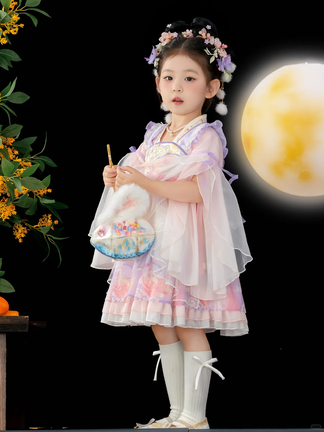 🌙 墨色夜空下最灵动的粉紫小仙子！✨