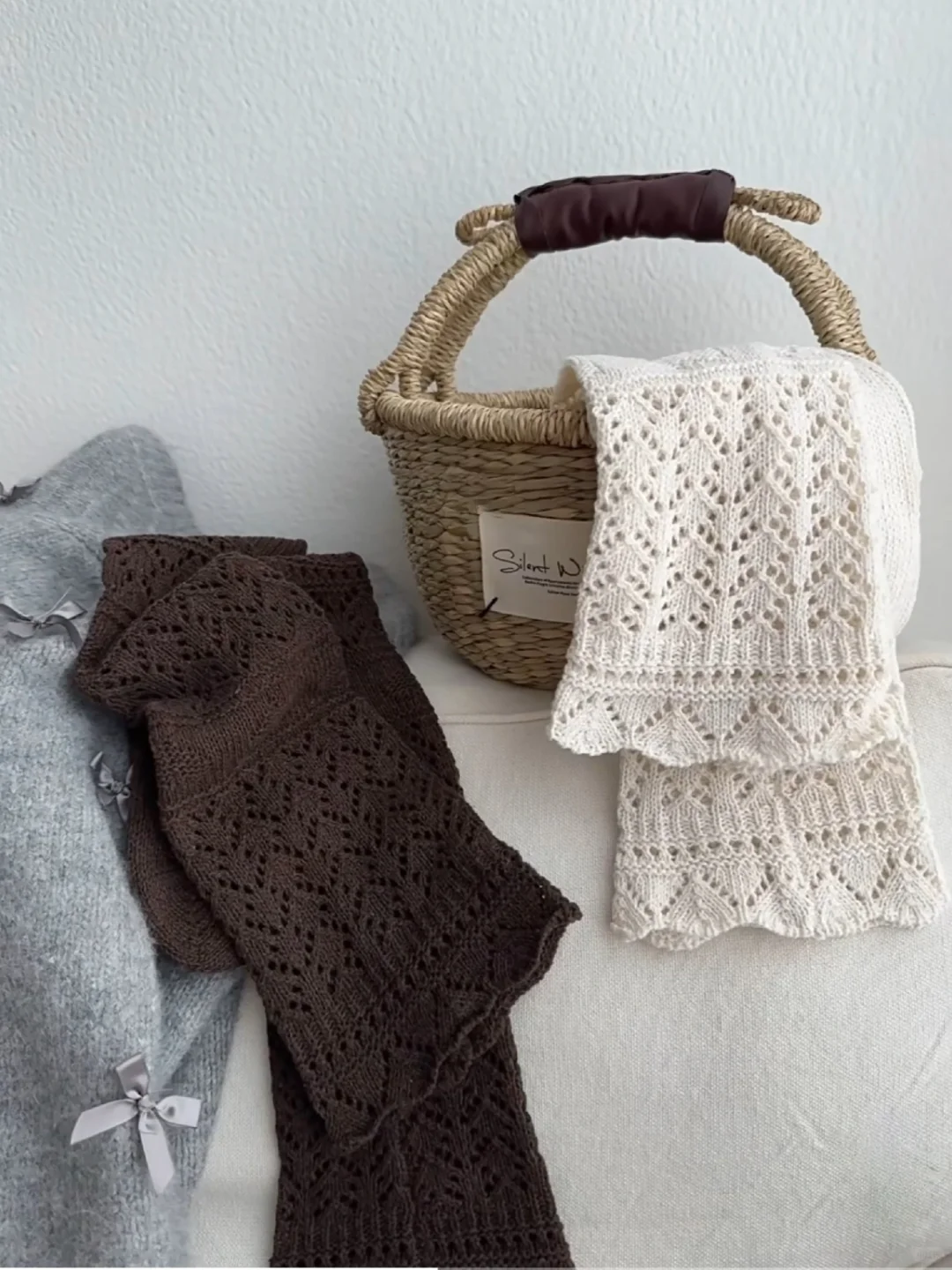 美哭！羊毛镂空长筒袜