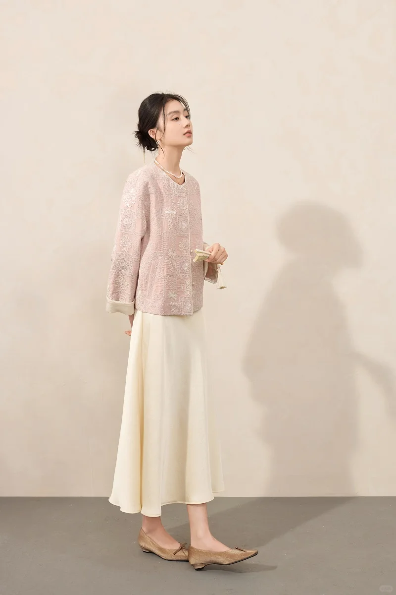 香影lookbook🌸重工刺绣&middot;新中式粉色开衫