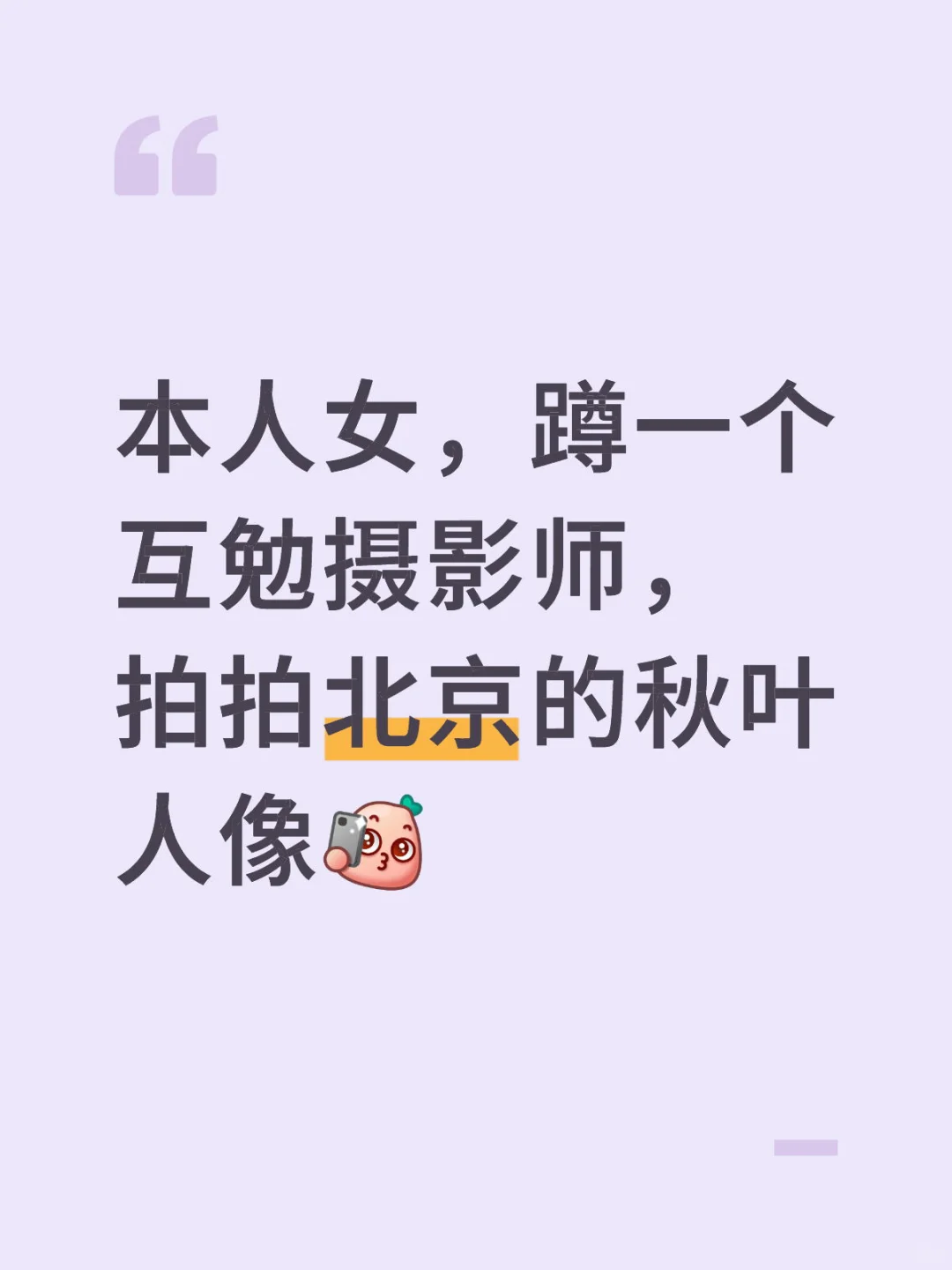 蹲一个互勉摄影师，拍拍北京的秋叶