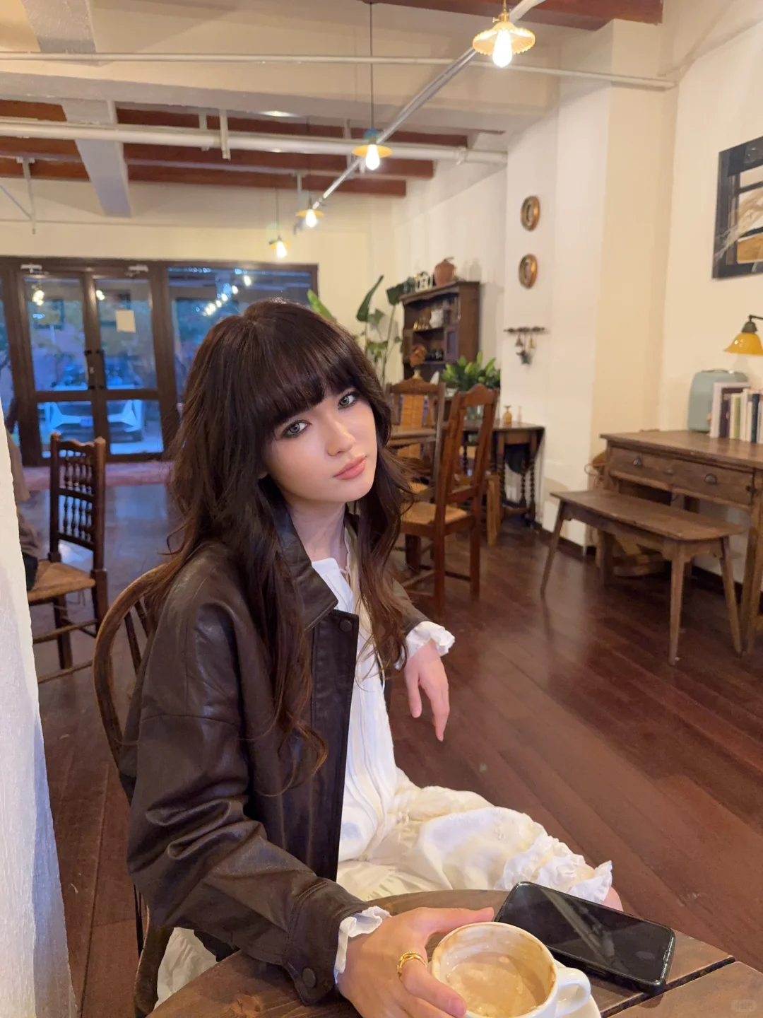 香影试衣间☁️泡泡袖皮衣+云朵连衣裙