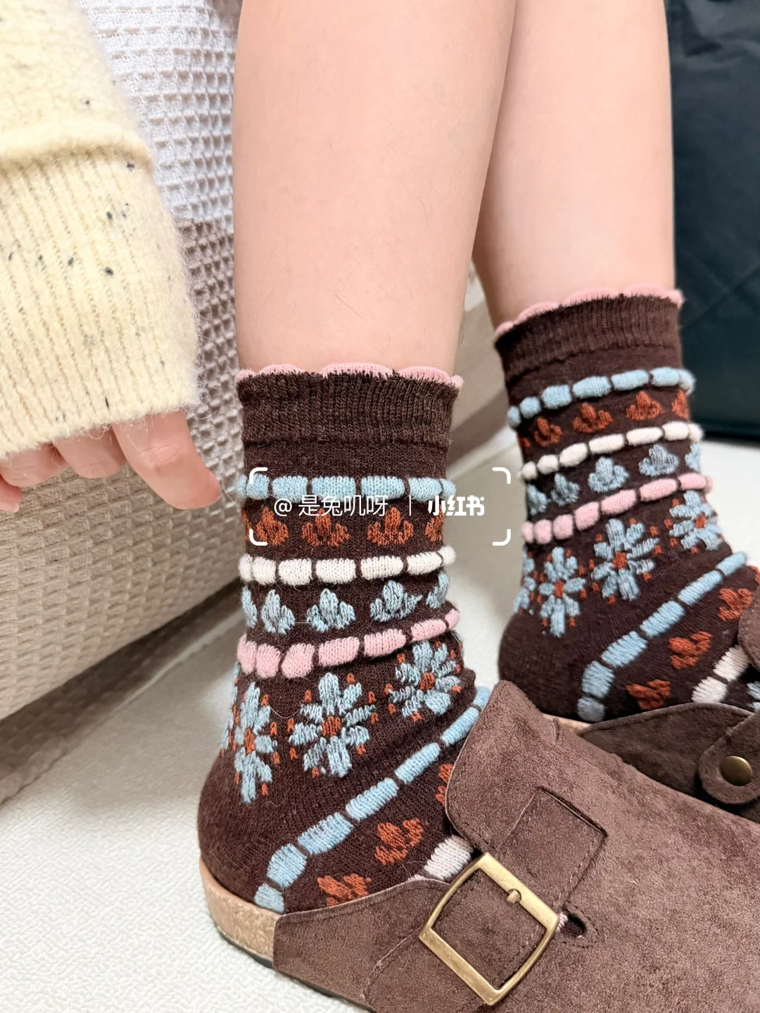 薄荷蓝棕～秋冬的费尔岛羊毛袜太美了吧！