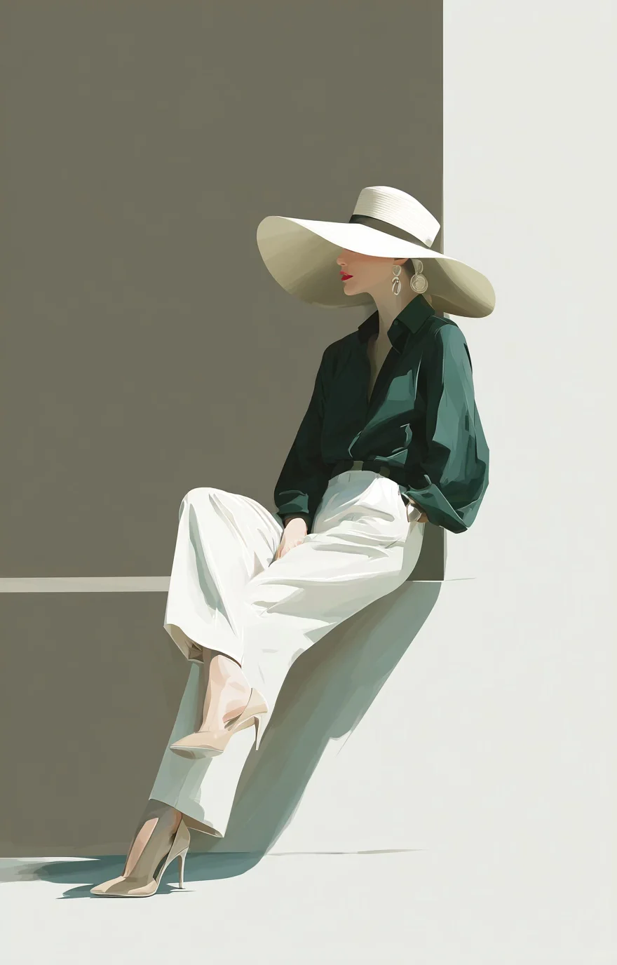 她💋插画｜绿与白，依旧的清新，优雅，高级💚🤍