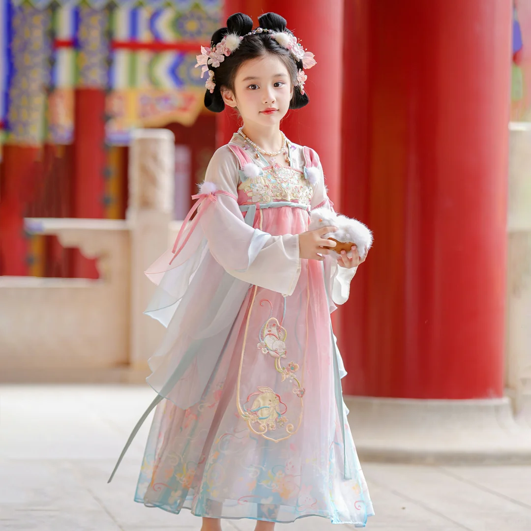 🎀玉兔儿汉服｜女童中秋穿出古风感