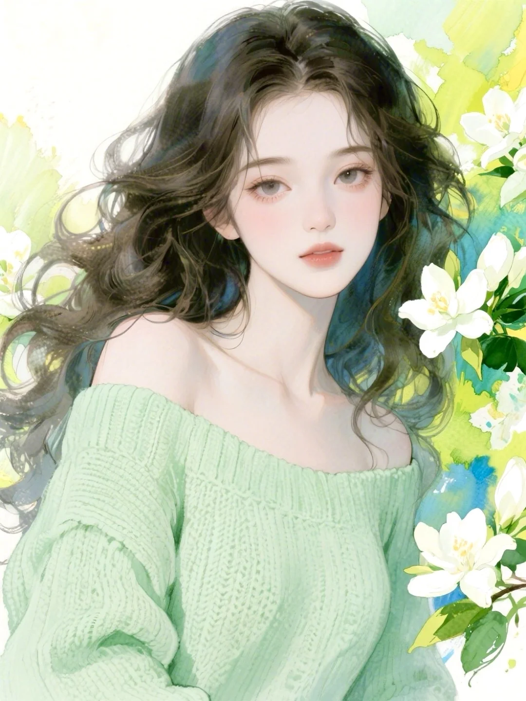 浅绿清新女孩头像