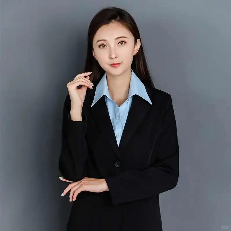 女士V领衬衫假领子职业通勤打底衣领纯白棉