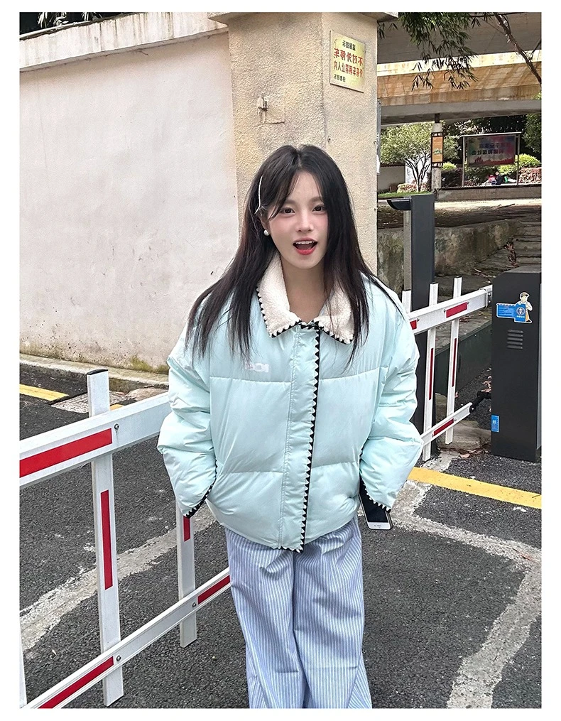 💙薄荷奶绿棉服，冬日里的清新甜妹