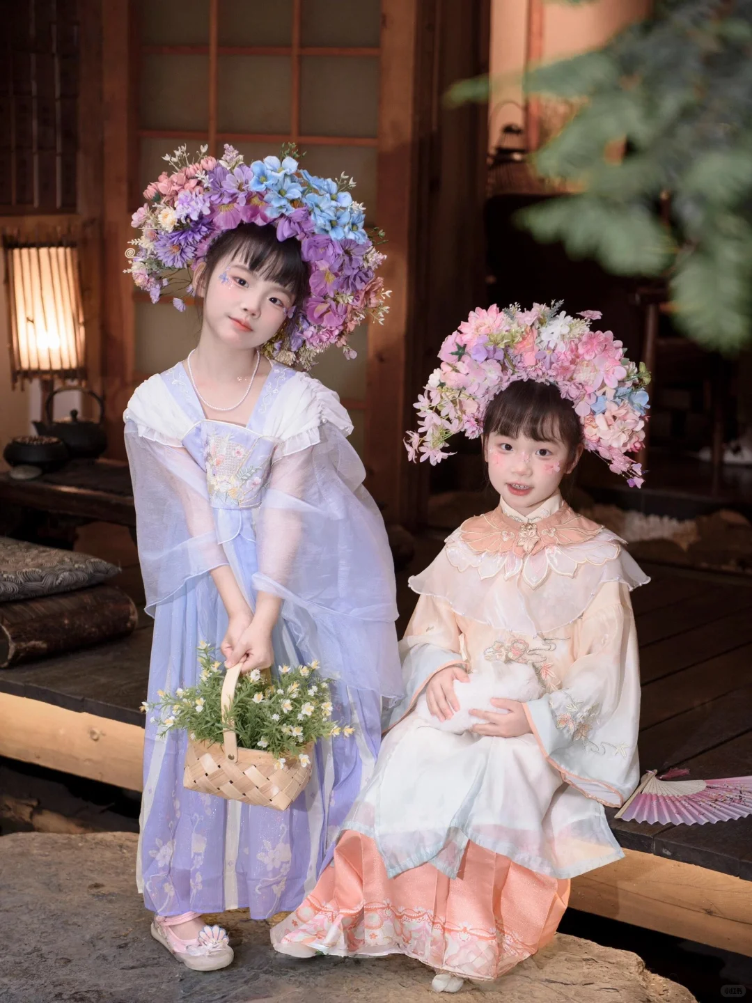 亲子簪花照｜和女鹅一起今生簪花世世漂亮～