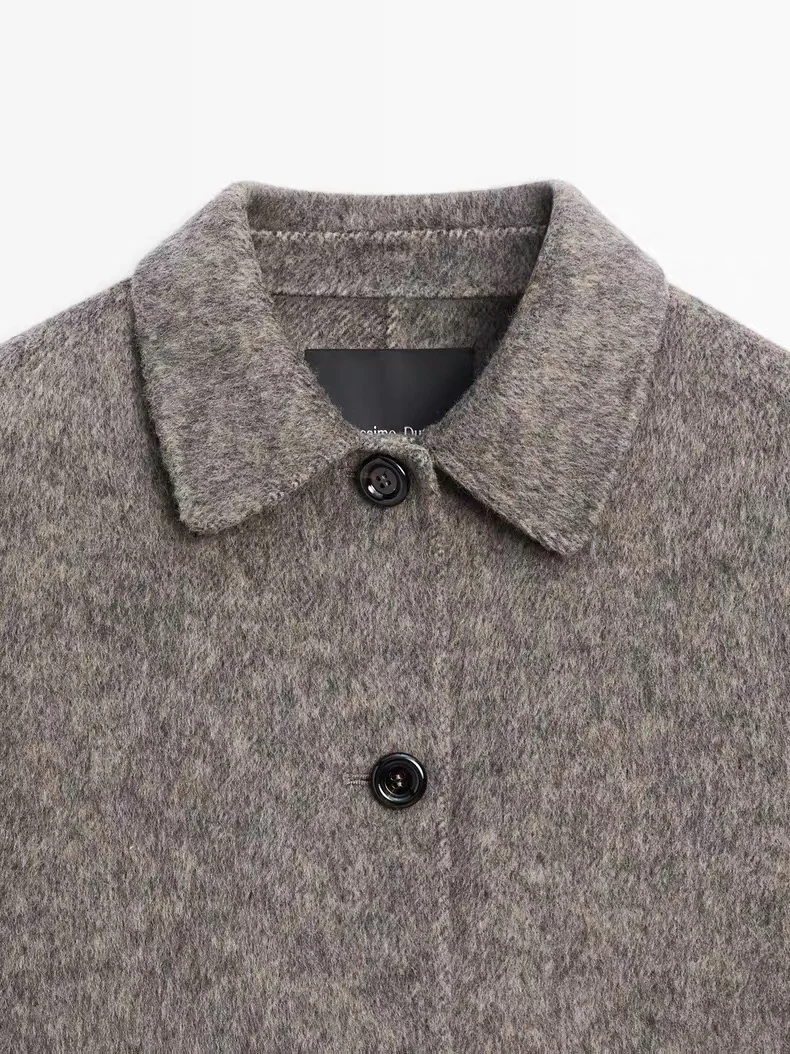 MassimoDutti25秋冬迪木尔风老钱羊毛大衣女