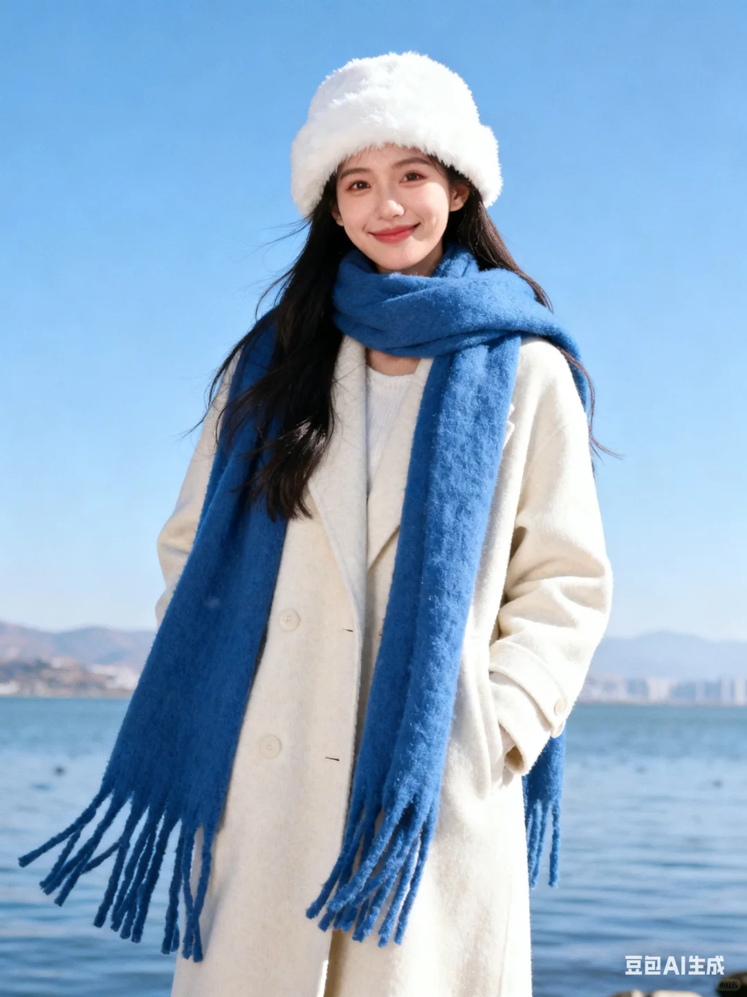 Ai写真●怎样0元生成水边冬日写真艺术照？