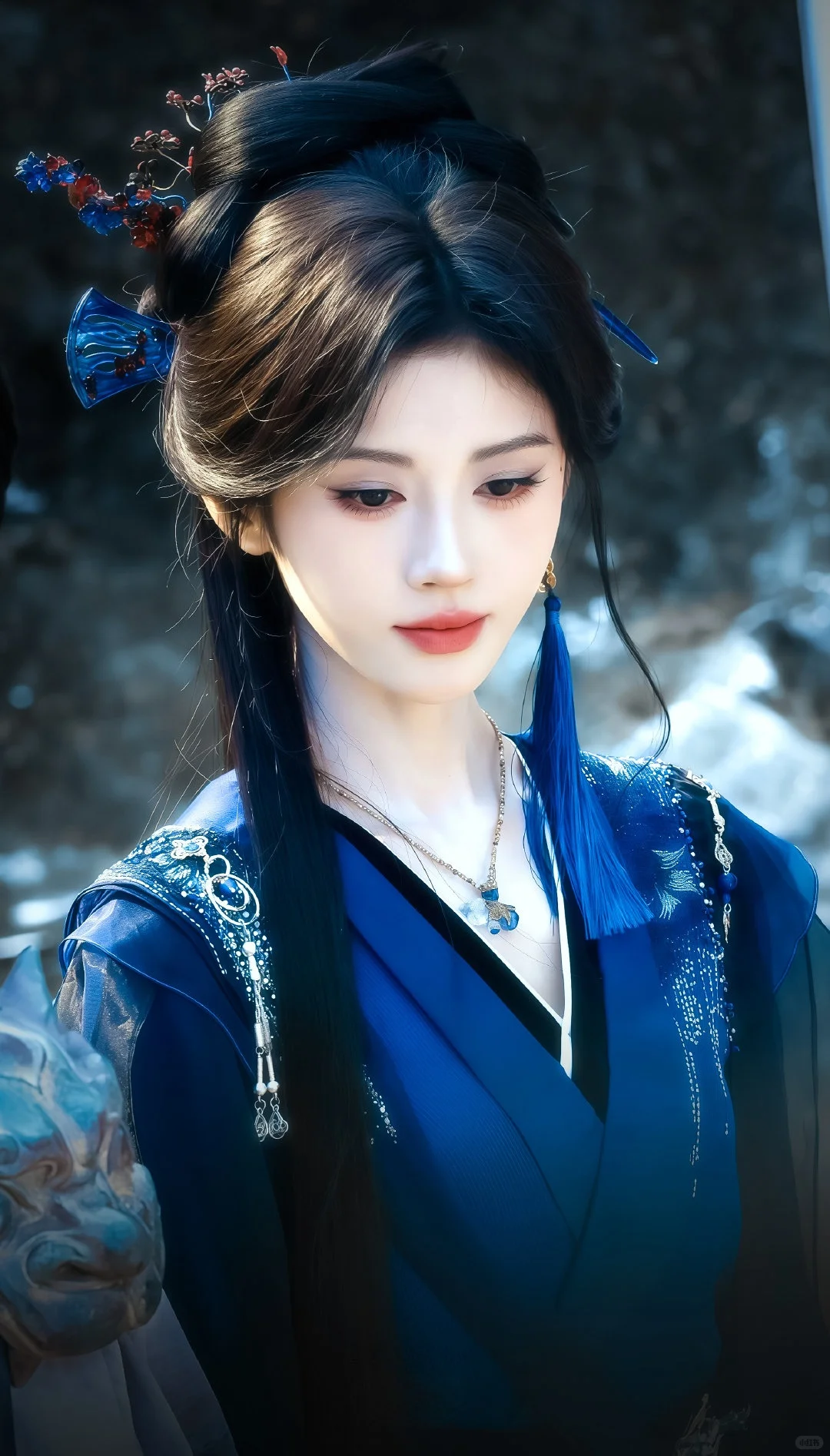 青丝映蓝衣，眉眼含秋水＃鞠婧祎阿黛＃