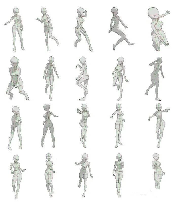 【板绘参考】动态人体透视参考！