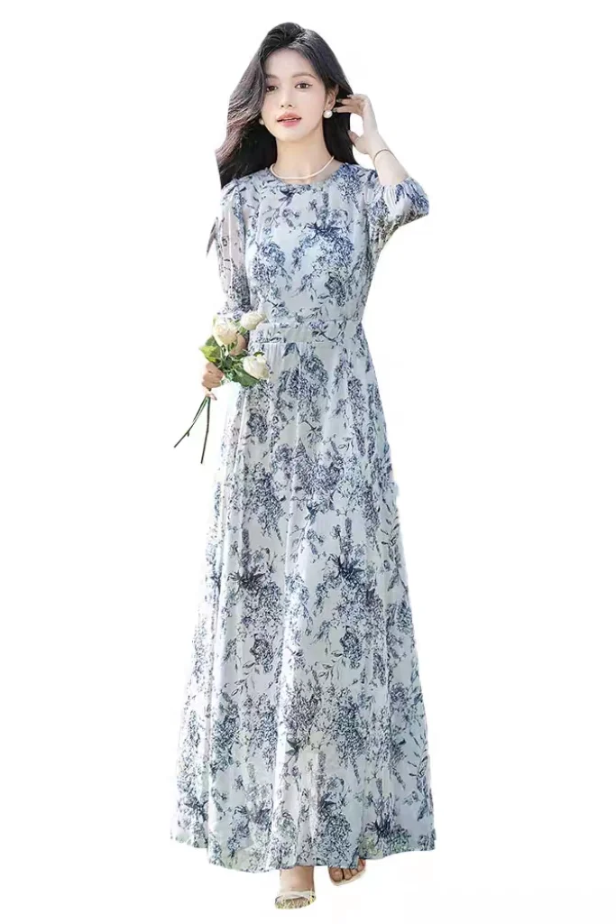 超清新手感印花长裙，仙女吧？