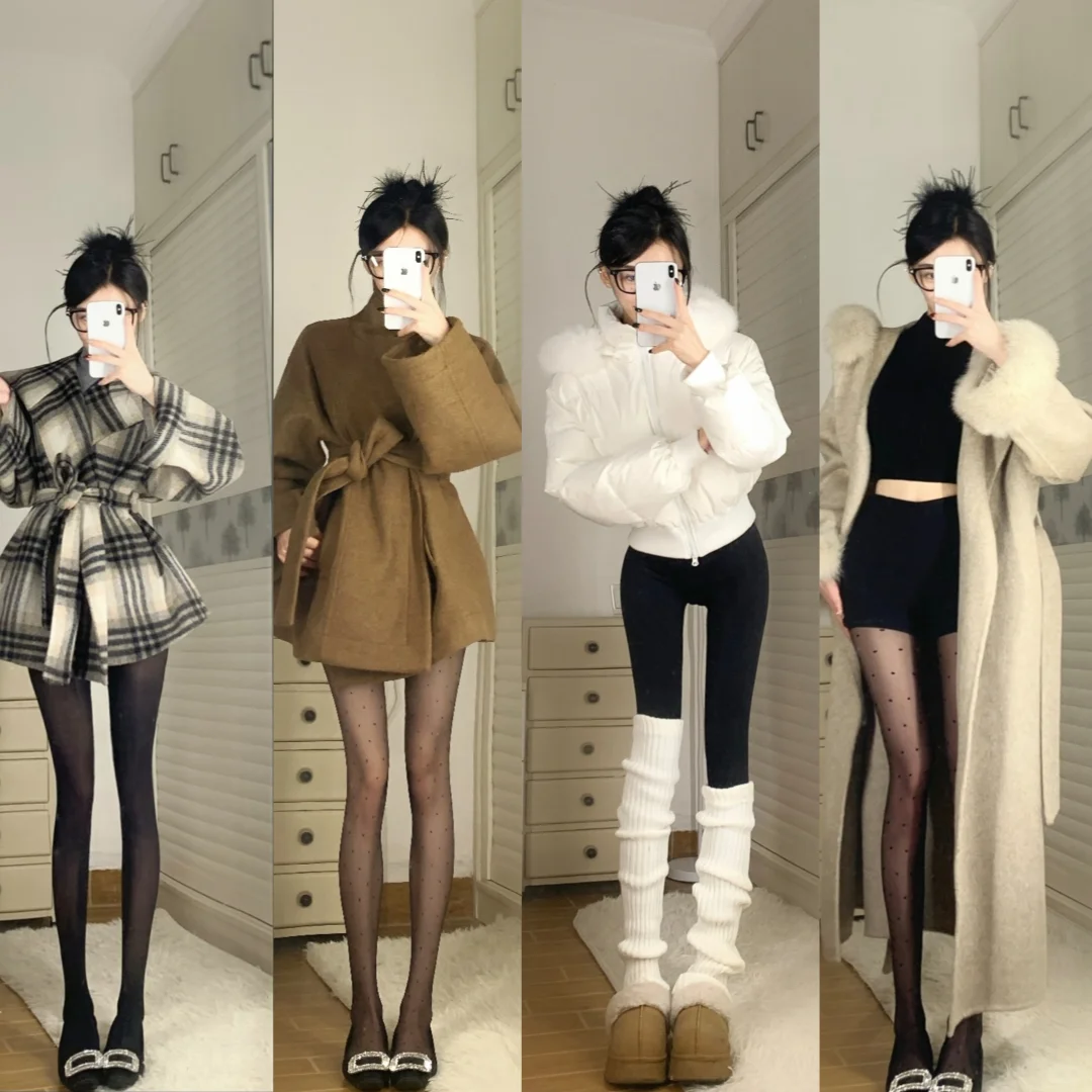 冬天辣妹穿搭，黑丝+堆堆袜=冬日氛围感密码