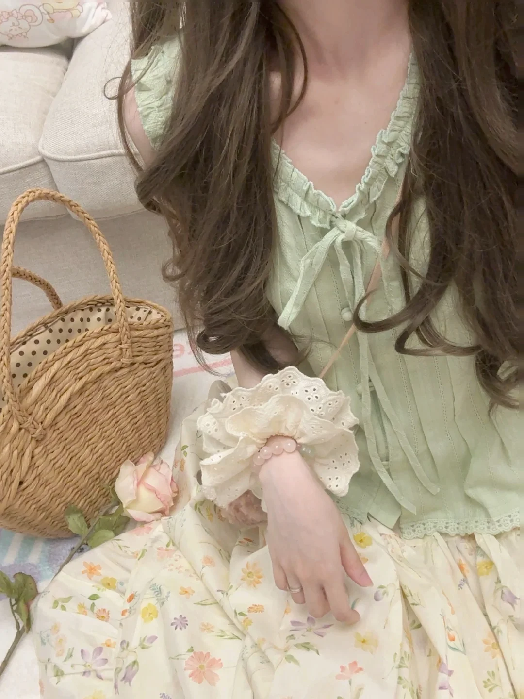 碎花➕娃娃衫🍃💐好喜欢这样搭配的感觉！！