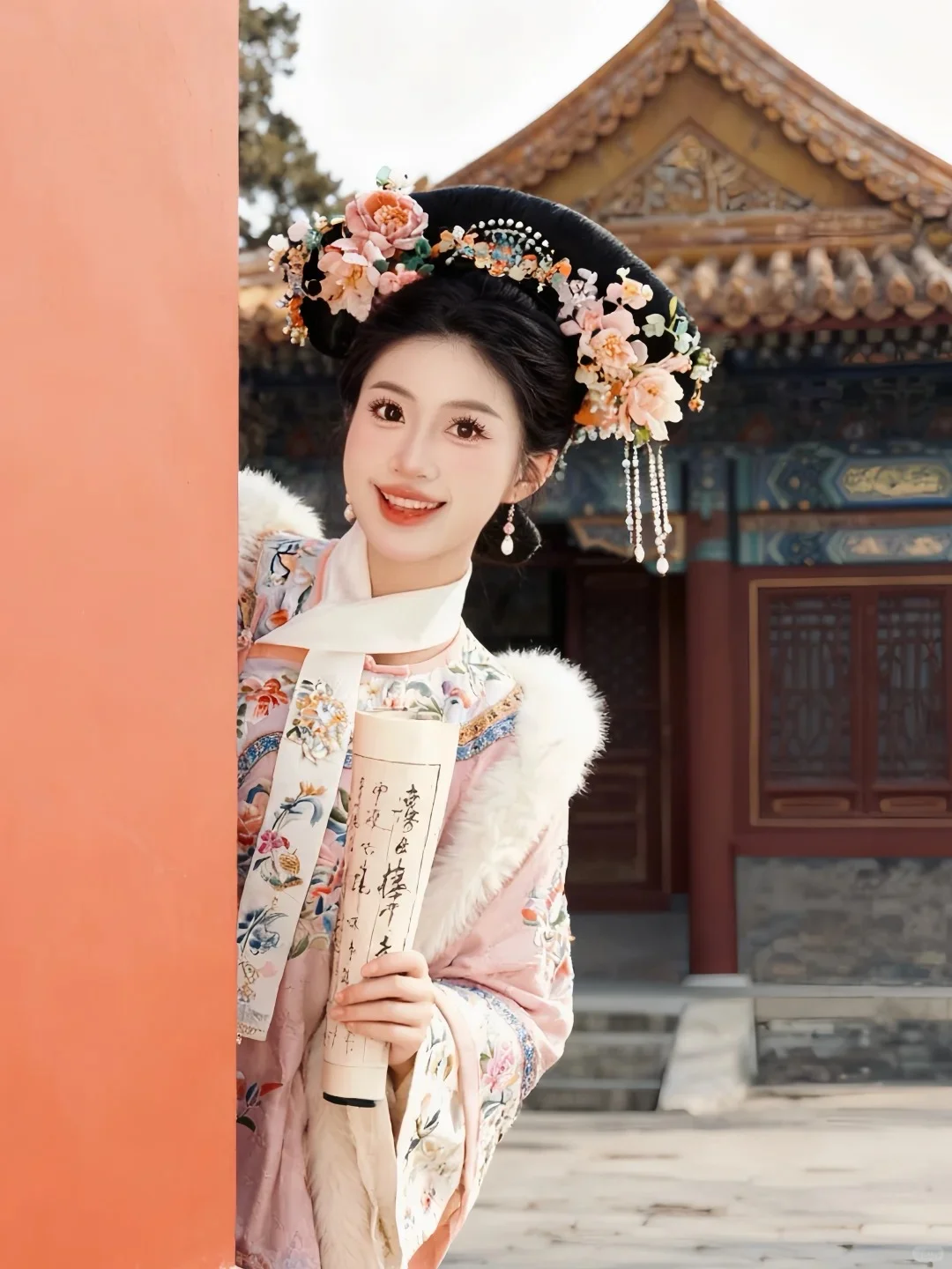 清宫贵女妆造｜冬日里的粉色国风浪漫