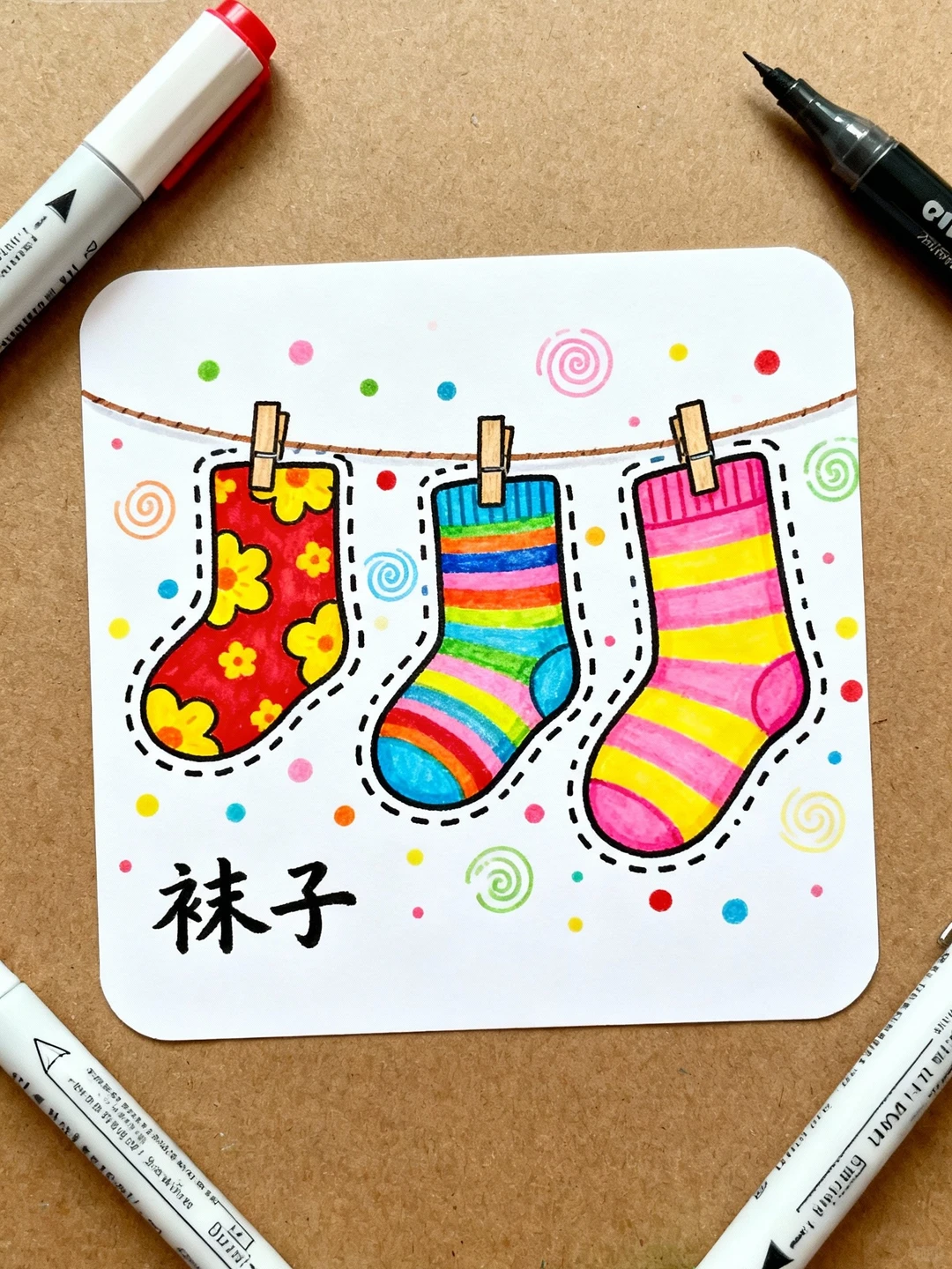 少儿创意美术课效：袜子