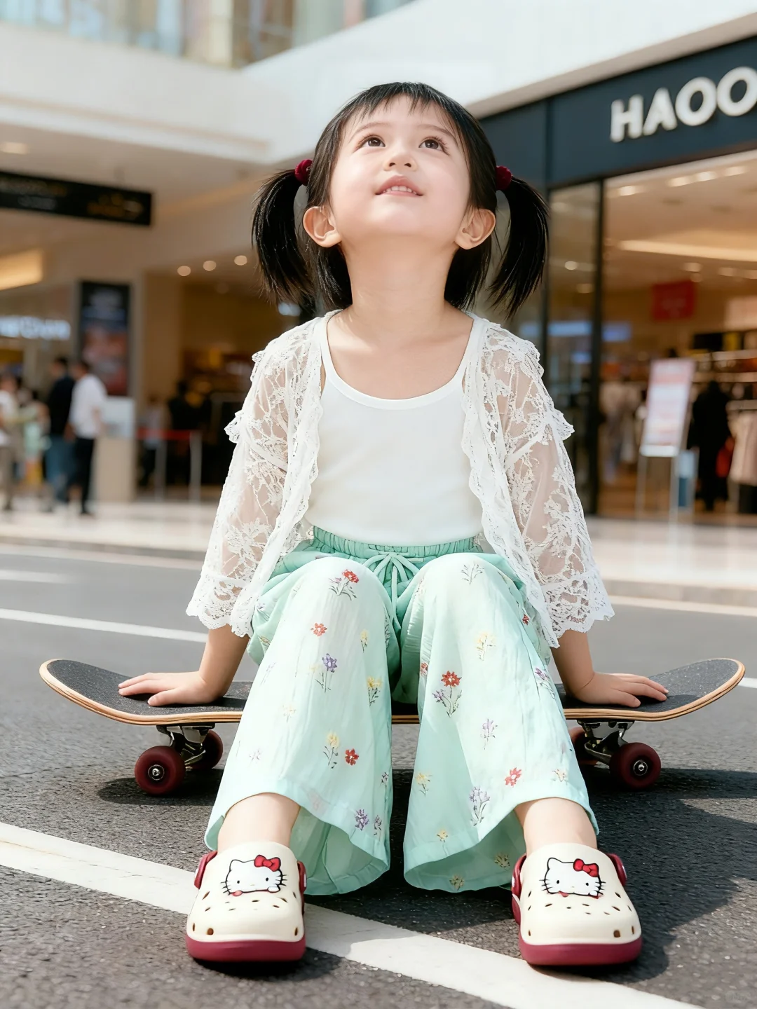 梦中的一个画面，滑板女孩！附原创口令