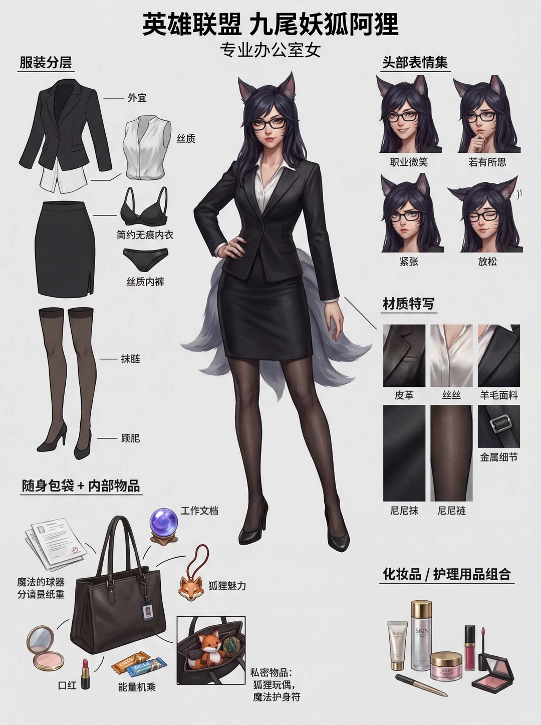 当这些女英雄穿上职业OL装？提示词自取